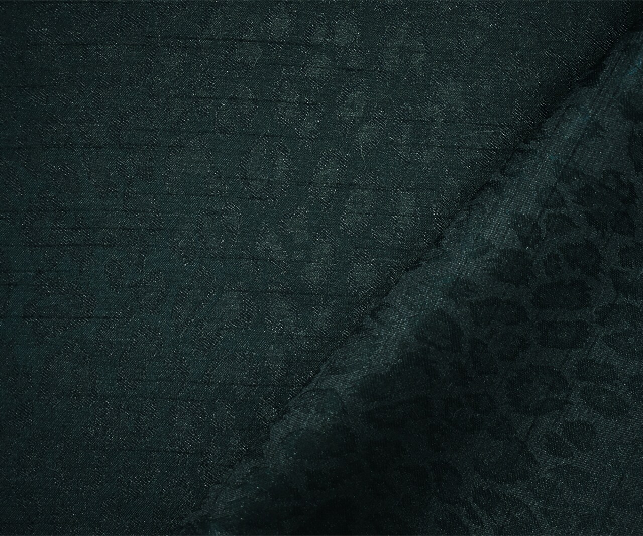 Deep Navy-Green Poly Cheetah Semi-Sheer Jacquard Woven Fabric By the Yard